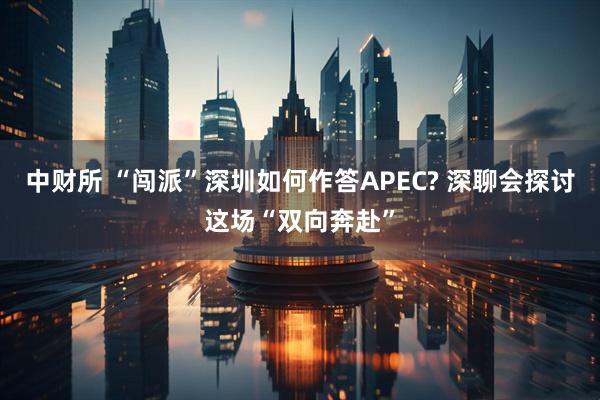中财所 “闯派”深圳如何作答APEC? 深聊会探讨这场“双向奔赴”